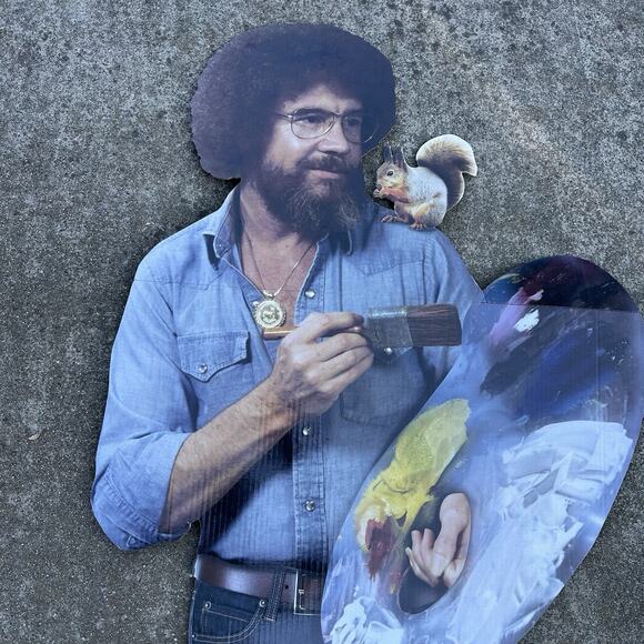 BOB ROSS THE JOY OF PAINTING ARTIST LIFESIZE CARDBOARD STANDUP STANDEE CUTOUT - Picture 6 of 8